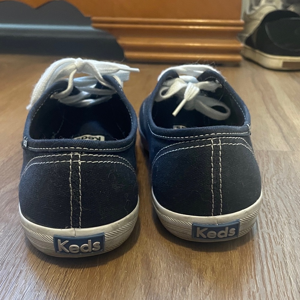 Keds Navy Canvas Low-Top Sneakers with White Laces (women’s) - Picture 2 of 4